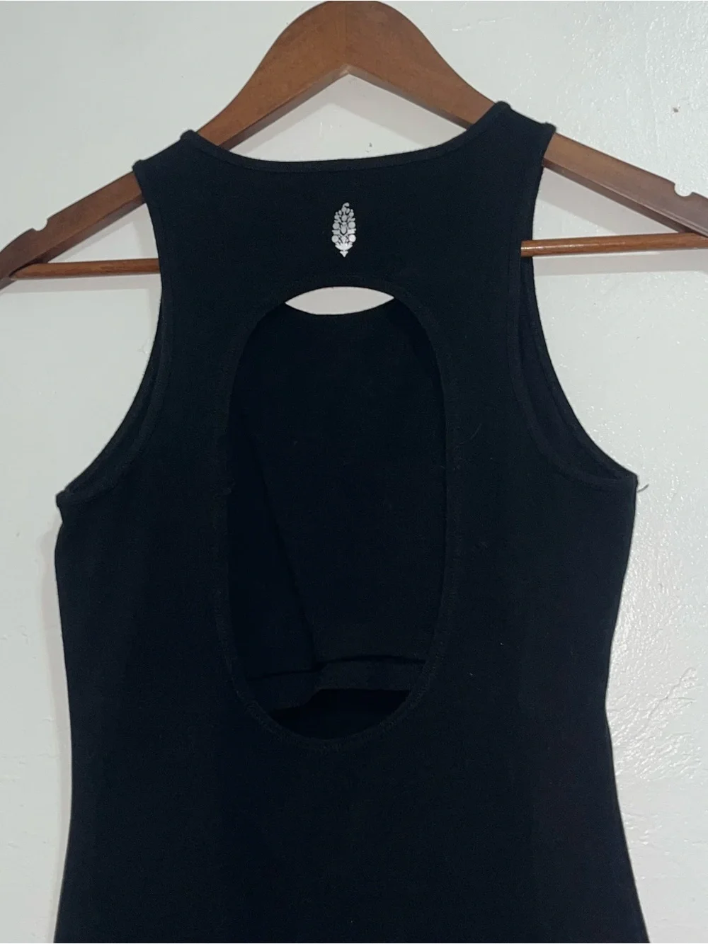 Free People Black Sleeveless Midi Tank Dress Racerback Back Out Size M